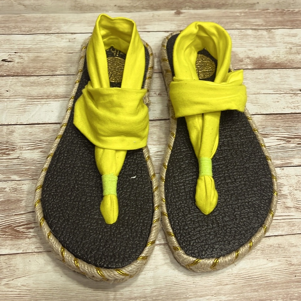 Nalho Size 7 / 37 Espadrille Toe Slingback Thongs Bright Yellow